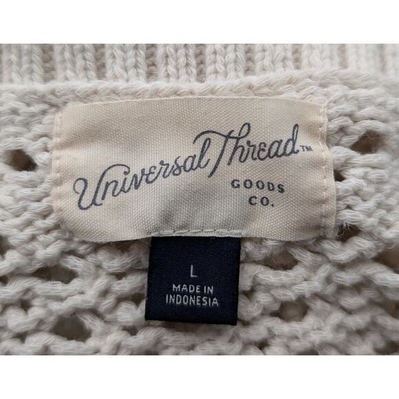 Universal Threads Tan Open Knit Cotton Blend Sweater Misses Size L - Picture 5 of 7